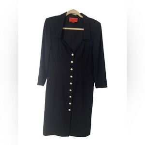 Vintage Emanuel Ungaro Navy Button-Front Dress, Italian Size 12
